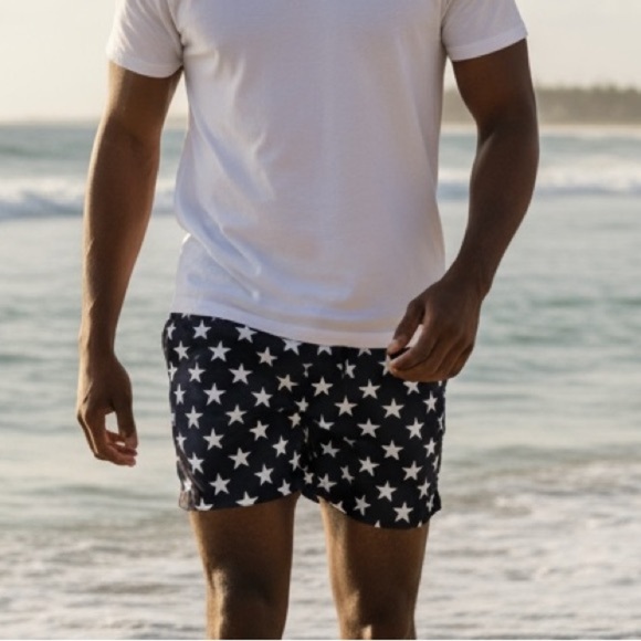 George Men’s Swim Trunks Stars & Stripes Print Size M 32–34 Lined Swim Shorts - Picture 5 of 9